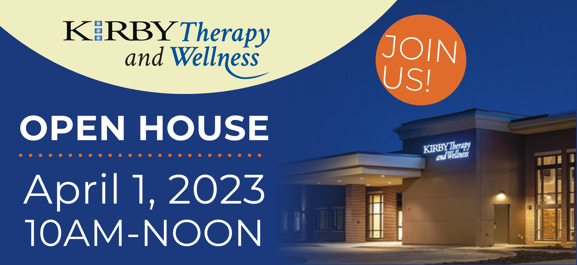 Join us! Kirby Therapy and Wellness Open House April 1, 2023 10AM-Noon